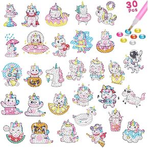 5D DIY Diamond Painting Stickers Kits for Kids, Diamond Art Mosaic Stickers by Numbers Kits Crafts Set for Children, Boys and Girls,Creative Handmade Art Craft Gift (Unicorn-2)