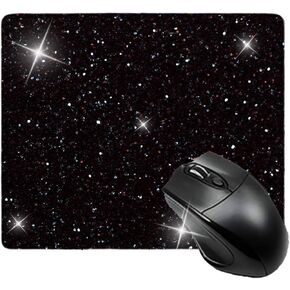 Mouse Pad Diamond Silver Glitter Sparkle Mousepad Bling Desk Accessories Gaming Bling Rubber Pads for Laptop, One Size