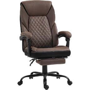 HOMCOM Executive Office Chair with Foot Rest, Ergonomic Desk Chair, Reclining Swivel Chair with High Back and Adjustable Height, Dark Brown