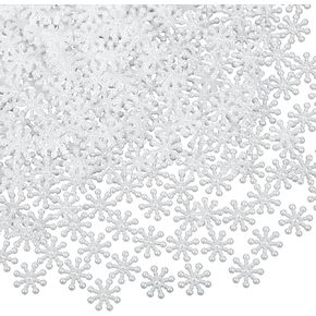 NOVWANG Christmas Snowflakes Decorations, 300Pcs Glitter ABS Pearl Like Snowflakes Pure White Winter Party Table Confetti Decors Jewelry Embellishment Snowflakes for Craft DIY Gifts Garland Ornaments