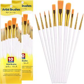 DOMMARE 10Pcs Paint Brushes Kids Paintbrushes Bulk Nylon Hair Artist Acrylic Paint Brush with Wooden Handle for Oil Watercolor, Face Nail Art, Miniature Detailing & Rock Painting, Blue