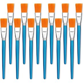 1 Inch Flat Paint Brushes for Acrylic Painting, 12 Pcs Acrylic Paint Brush Bulk, Arts Crafts Paintbrushes with Wooden Handle for Watercolor Oil Face Body Art Kids Adult Artist