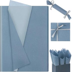 60 Sheets Dusty Blue Tissue Paper, 20x14 Inch Dusty Blue Gift Wrapping Tissue Navy Dusty Blue DIY Art Craft Tissue Paper for Vantage Wedding Birthday Party Decor (Dusty Blue)