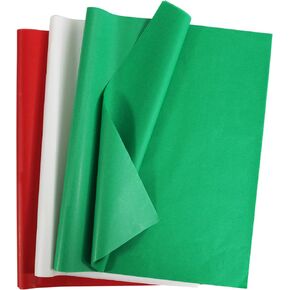 Bobobag 100 Sheets 20"X14" Green red White Tissue Paper for Gift Bags,Christmas Tissue Paper Arts Craft Party Favor Decoration