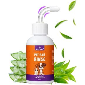 Ear Cleaner for Dogs and Cats,Dog Ear Infection Treatment for Itch Relief, Cleans The Ear Canal from Debris and Buildup Removes Wax, Odor with Aloe 4 Fl oz