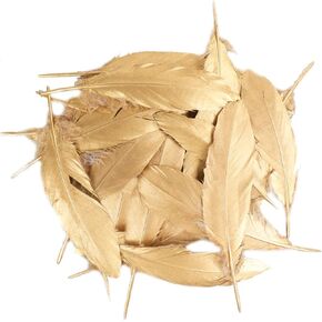 HaiMay 80 Pieces Gold Feathers for Craft Wedding Home Party Decorations, 6-8 Inches Goose Feathers Gold Craft Feathers