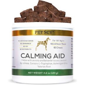 Petscy - Calming Chews for Dogs, Natural Dog Calming Chews with GABA and Lemon Balm for Stress & Anxiety Relief, Bite Sized Dog Anxiety Chews, Calming Dog Treats, 120g