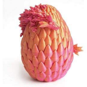 3D Printed Dragon Egg - Surprise Egg with Flexible Pearly Sheen Dragon Inside, 3D Printed Gift Toy,Figurine Decor(12" Dragon,Red Mix Gold)