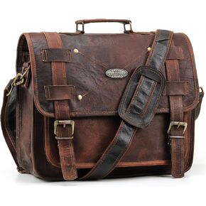 Handmade World Vintage Handmade Leather Messenger Bag For Laptop Computer Men Brown Leather Office Work Briefcase Satchel (13" X 18")