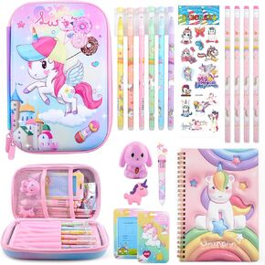 Unicorn Pencil Case, Cute Pencil Case for Girls, 3D EVA Large Capacity Pink Pencil Pouch for Kids, Kawaii Stationery Set School Supplies Pencil Box for Kids 3+, Christmas Gifts for Kids Girls