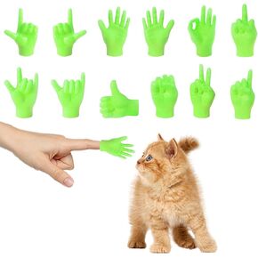 12 PCS Mini Hands for Cats, Tiny Finger Hands Glow in The Dark, Funny Stretchable Rubber Little Cat Hands for Fingers, Finger Puppet for Cat Paws Cute Small Hand Finger for Puppet Show Party Favors