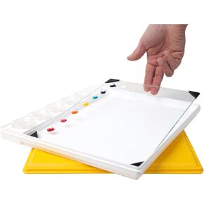 مجموعة New Wave POSH Glass Artist Palette & Masterson Sta-Wet Painter’s Pal مقاس 9 × 12 بوصة - لوحة من الزجاج المقسى للرسم ولوحة Sta-Wet للحفاظ على الطلاء طازجًا - صنع في الولايات المتحدة الأمريكية (شفاف) in Kuwait