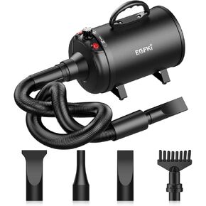 Dog-Hair-Dryer, 5.2HP/ 3800W High Velocity Pet Blow Dryer with Heater for Grooming, Speed Temperature Adjustable Dog Blower Grooming Dryer with 4 Nozzles