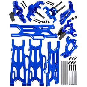 RC Aluminum Suspension Arms Set&Hubs Caster Blocks&Front Steering Block Knuckles&Rear Hubs Upgrades Parts for 1/10 Kraton/Outcast V2 4S BLX,Front Rear Suspension Arms Hops Up,Red