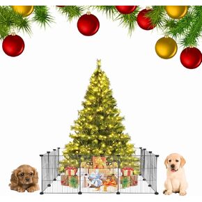 12 Pieces Christmas Tree Fences, 12 x 12 Inches Mini Metal Christmas Tree Fence Panels for Protecting The Christmas Tree from Pets and Puppy Dogs, Black