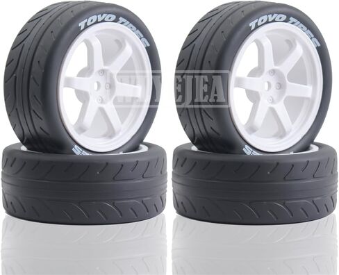 1/10 RC On-Road Tires 4PCS 5 Spoke 12mm Hex RC Wheels and Tires Compatible for 1/10 On-Road Touring Car Traxxas Tamiya tt01 tt02 HSP HPI Kyosho in Saudi Arabia