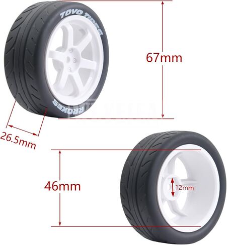 1/10 RC On-Road Tires 4PCS 5 Spoke 12mm Hex RC Wheels and Tires Compatible for 1/10 On-Road Touring Car Traxxas Tamiya tt01 tt02 HSP HPI Kyosho in Saudi Arabia
