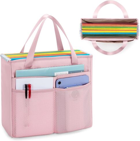 Desk File Organizer Tote Bag for Legal Size File Folder, Hanging File Storage Box with Pockets and Handle, Black (Patent Design), Large in Saudi Arabia