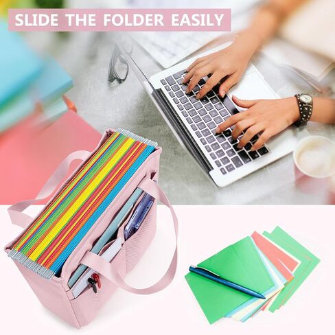Desk File Organizer Tote Bag for Legal Size File Folder, Hanging File Storage Box with Pockets and Handle, Black (Patent Design), Large in Saudi Arabia