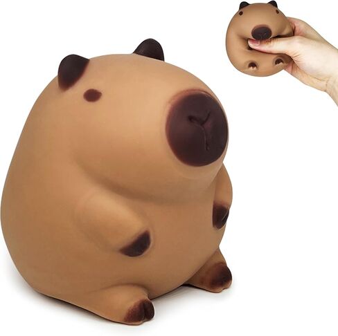Squishy Capybara Stress Balls Squeeze Toys, Super Fun Animal Stress Relief Ball for Kids and Teens, Dough Ball Sensory Toys, Party Favors, Classroom Prizes | Sitting Capybara Squish Balls Fidget Toys in Saudi Arabia