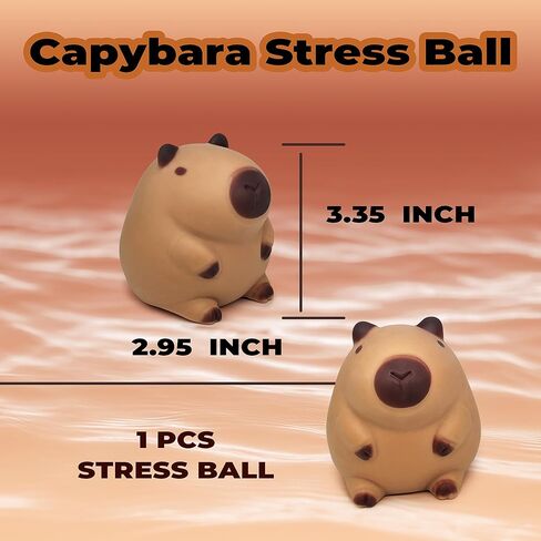 Squishy Capybara Stress Balls Squeeze Toys, Super Fun Animal Stress Relief Ball for Kids and Teens, Dough Ball Sensory Toys, Party Favors, Classroom Prizes | Sitting Capybara Squish Balls Fidget Toys in Saudi Arabia