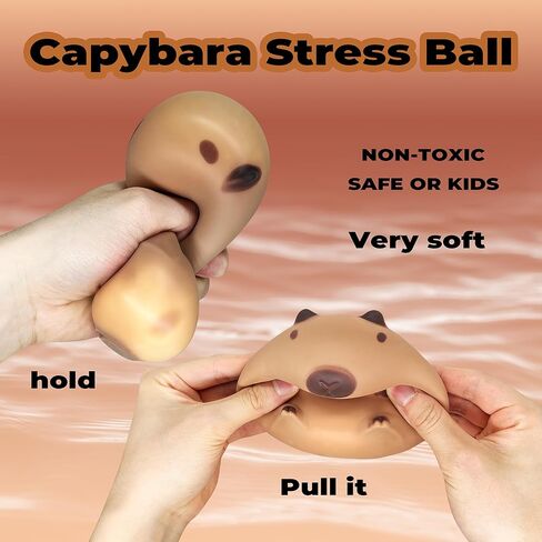 Squishy Capybara Stress Balls Squeeze Toys, Super Fun Animal Stress Relief Ball for Kids and Teens, Dough Ball Sensory Toys, Party Favors, Classroom Prizes | Sitting Capybara Squish Balls Fidget Toys in Saudi Arabia