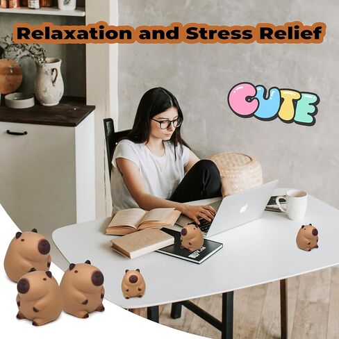 Squishy Capybara Stress Balls Squeeze Toys, Super Fun Animal Stress Relief Ball for Kids and Teens, Dough Ball Sensory Toys, Party Favors, Classroom Prizes | Sitting Capybara Squish Balls Fidget Toys in Saudi Arabia