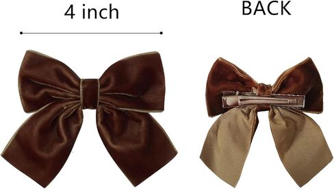Hjiaruiky Hand-made Velvet Hair Bows Clips for Little Girls - Big Brown Bows in Saudi Arabia
