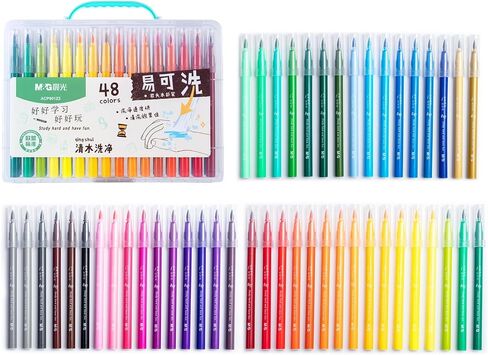 M&G Washable Markers Set for Kids, 48 Colors Art Markers for Toddlers, Soft head Drawing Markers for Kids, Safe and Non-Toxic, Ideal Gift for 3 4 5 6 7 8 Year Old Boys Girls in Saudi Arabia