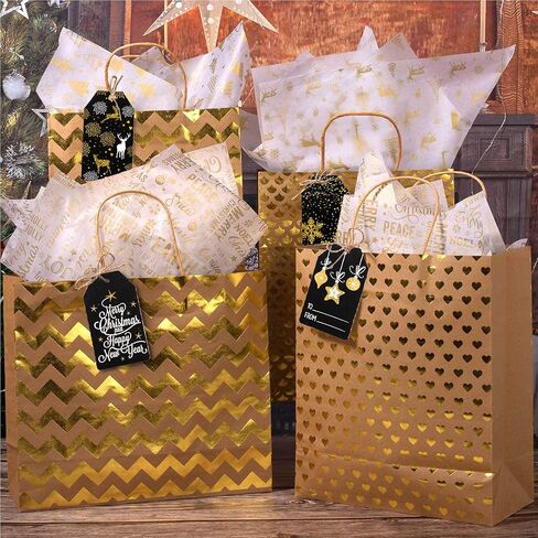 Whaline Christmas Paper Gift Tags Glitter Black Merry Christmas Tags with Jute Twine 10 Designs Holiday Hanging Labels Name Tags for Winter Xmas DIY Gifts Party Favor Decoration, 100 Pack in Saudi Arabia
