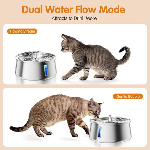 Cat Water Fountain, 3.2L/108oz Upgraded Stainless Steel Pet Water Fountain for Cats Inside Drinking, Automatic Dog Cat Water Bowl Dispenser with Water Level Window in Saudi Arabia