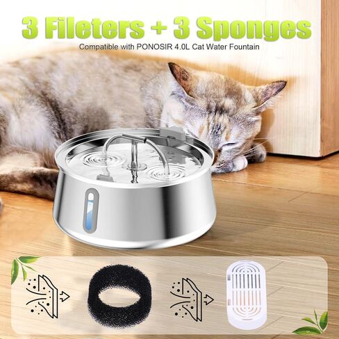 Cat Water Fountain, 3.2L/108oz Upgraded Stainless Steel Pet Water Fountain for Cats Inside Drinking, Automatic Dog Cat Water Bowl Dispenser with Water Level Window in Saudi Arabia