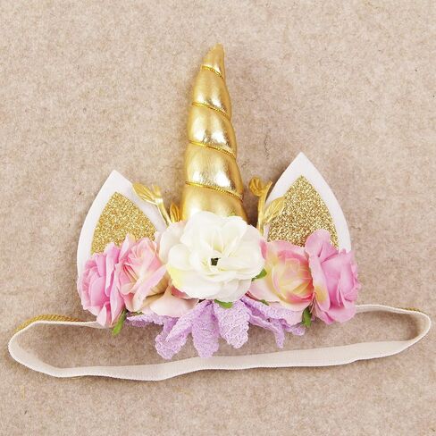 عصابة رأس مرنة على شكل قرن وحيد القرن من Nishine Roses لمستلزمات الحفلات للفتيات الصغيرات على شكل وحيد القرن in Kuwait