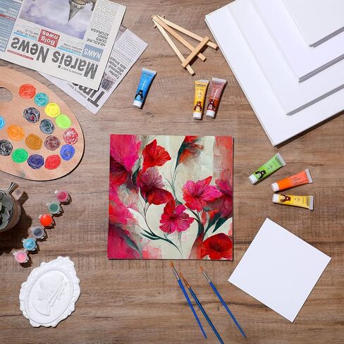 لوحات قماشية للرسم الفني لوحات قماشية مجموعة لوحات قماشية بيضاء ممتدة من القماش الفارغ لطلاء الأكريليك الزيتي (24 قطعة، 6 × 6، 8 × 8، 10 × 10، 12 × 12 بوصة) in Saudi Arabia