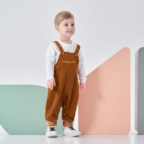 Baby Boys Corduroy Overalls Kids Bib Pants Suspender Trousers Toddler Strap Jumpsuit Bottom Outfit in Kuwait