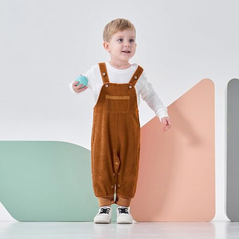 Baby Boys Corduroy Overalls Kids Bib Pants Suspender Trousers Toddler Strap Jumpsuit Bottom Outfit in Kuwait