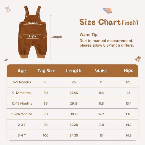 Baby Boys Corduroy Overalls Kids Bib Pants Suspender Trousers Toddler Strap Jumpsuit Bottom Outfit in Kuwait