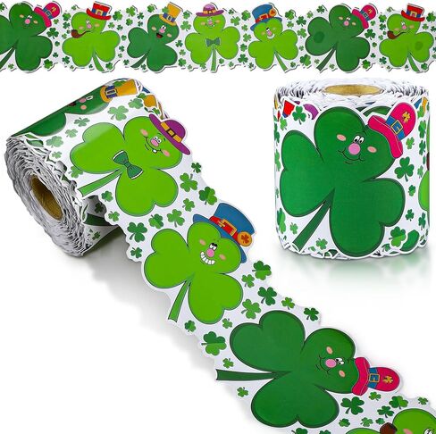 68.9 قدم لوحة نشرة شامروك حدود ديكور حدود يوم القديس باتريك زخرفة حدودية ملفوفة على شكل نبات النفل الأيرلندي لتزيين لوحات نشرات الفصول الدراسية للحفلات ديكور جدار السبورة (عيد القديس باتريك) in Kuwait