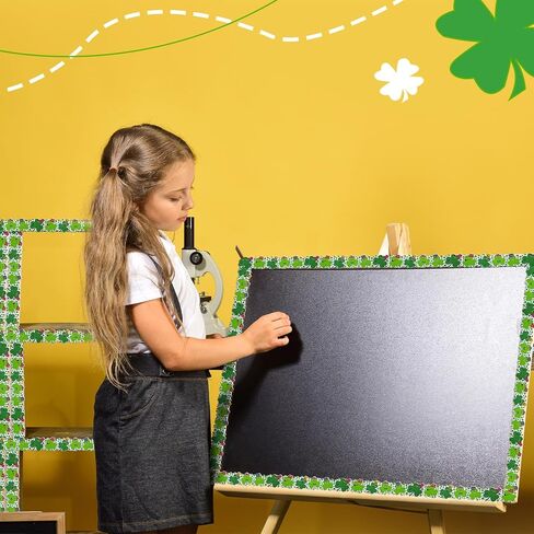 68.9 قدم لوحة نشرة شامروك حدود ديكور حدود يوم القديس باتريك زخرفة حدودية ملفوفة على شكل نبات النفل الأيرلندي لتزيين لوحات نشرات الفصول الدراسية للحفلات ديكور جدار السبورة (عيد القديس باتريك) in Kuwait