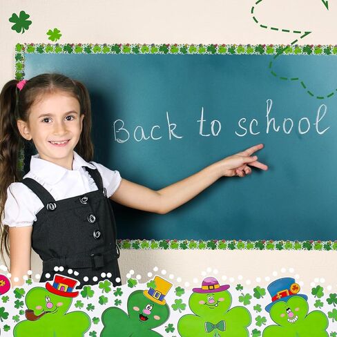 68.9 قدم لوحة نشرة شامروك حدود ديكور حدود يوم القديس باتريك زخرفة حدودية ملفوفة على شكل نبات النفل الأيرلندي لتزيين لوحات نشرات الفصول الدراسية للحفلات ديكور جدار السبورة (عيد القديس باتريك) in Kuwait