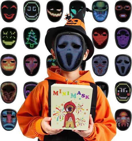 Led Mask,Led Mask For Kids,Light Up Mask With Gesture Sensing,Led Halloween Mask For Halloween Costume,Cosplay Party And Birthday Parties in Kuwait