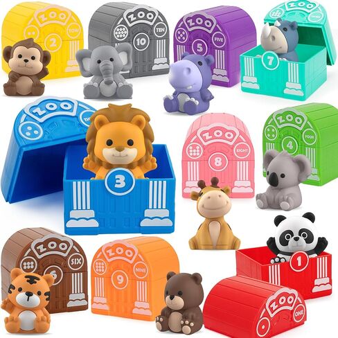 Learning Toys for 1,2,3 Year Old Toddlers, 20Pcs Safari Animals Toys Montessori Counting, Matching & Sorting Fine Motor Games, Christmas Birthday Easter Gift for Baby Boys Girls Age 12-18 Months in Saudi Arabia