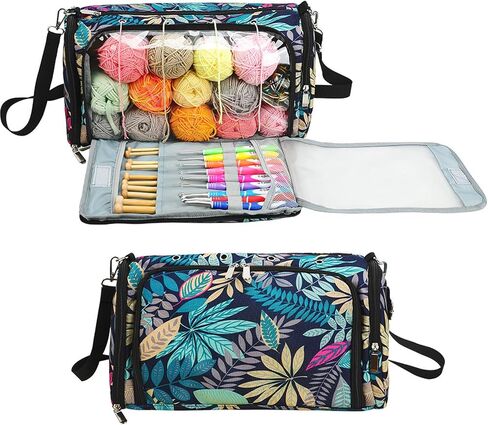 Yarn Bag with Holes for Crochet, Traveling Yarn Storage Organizer Crochet Bag and Tote for Crochet Supplies, Store Huge Amount of Stuff, Carry-on Carrier Bag Case Gifts for People Who Crochet in Saudi Arabia