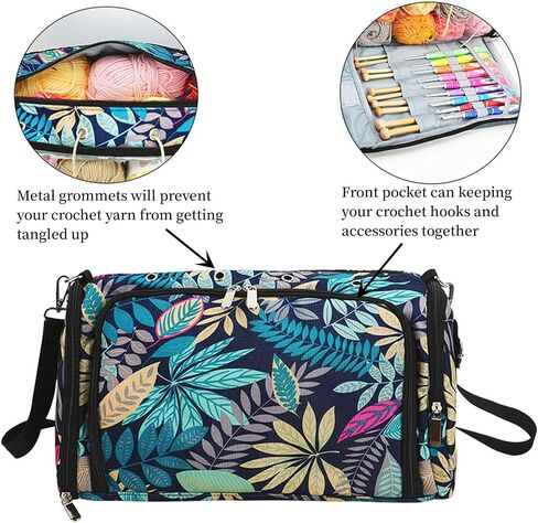 Yarn Bag with Holes for Crochet, Traveling Yarn Storage Organizer Crochet Bag and Tote for Crochet Supplies, Store Huge Amount of Stuff, Carry-on Carrier Bag Case Gifts for People Who Crochet in Saudi Arabia