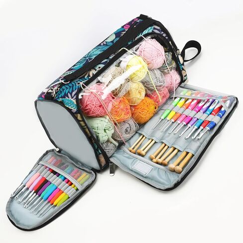 Yarn Bag with Holes for Crochet, Traveling Yarn Storage Organizer Crochet Bag and Tote for Crochet Supplies, Store Huge Amount of Stuff, Carry-on Carrier Bag Case Gifts for People Who Crochet in Saudi Arabia