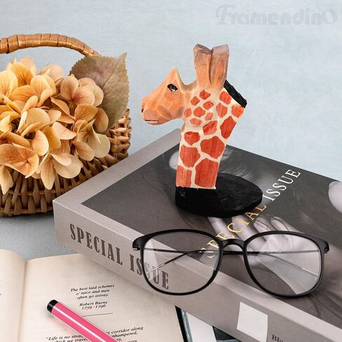 Framendino, Handmade Wood Carving Eyeglasses Holder Stand Cute Giraffe Sunglasses Display Rack Glasses Display Stand for Home Office Desk Decor in Saudi Arabia