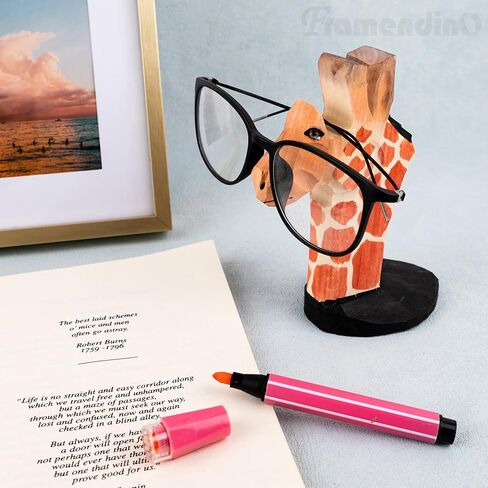 Framendino, Handmade Wood Carving Eyeglasses Holder Stand Cute Giraffe Sunglasses Display Rack Glasses Display Stand for Home Office Desk Decor in Saudi Arabia