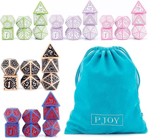 PJOY DND Dice Set Bulk 5 Sets Polyhedral D&D Dice 35pcs for Dungeons and Dragons Role Playing Games TTRPG DND Gifts Stocking Stuffers Dados in Saudi Arabia