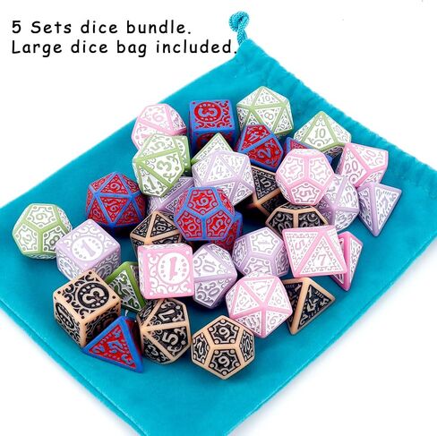 PJOY DND Dice Set Bulk 5 Sets Polyhedral D&D Dice 35pcs for Dungeons and Dragons Role Playing Games TTRPG DND Gifts Stocking Stuffers Dados in Saudi Arabia