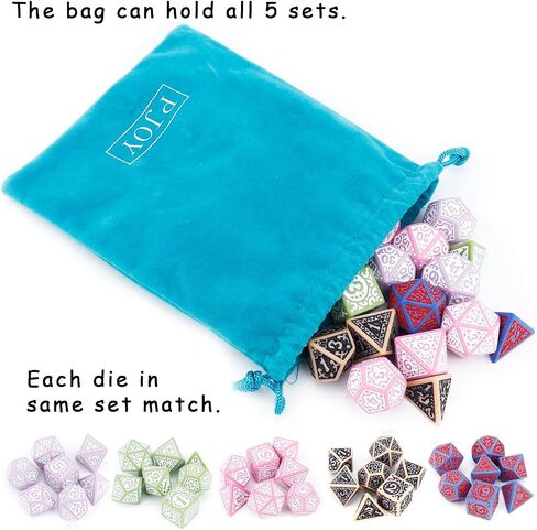 PJOY DND Dice Set Bulk 5 Sets Polyhedral D&D Dice 35pcs for Dungeons and Dragons Role Playing Games TTRPG DND Gifts Stocking Stuffers Dados in Saudi Arabia
